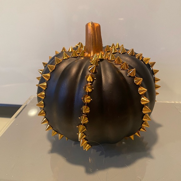 Black and Gold Studded Pumpkin Decor - Picture 1 of 1
